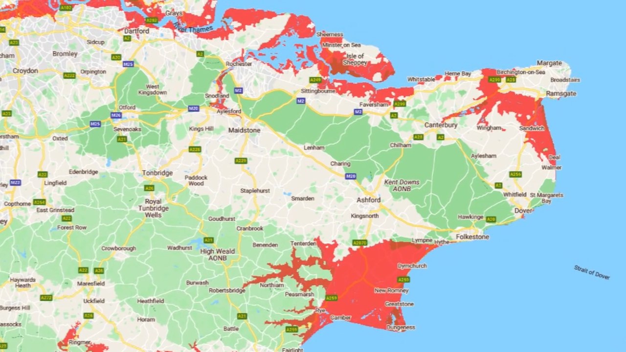 Coastal towns in Kent could become their own islands by 2050