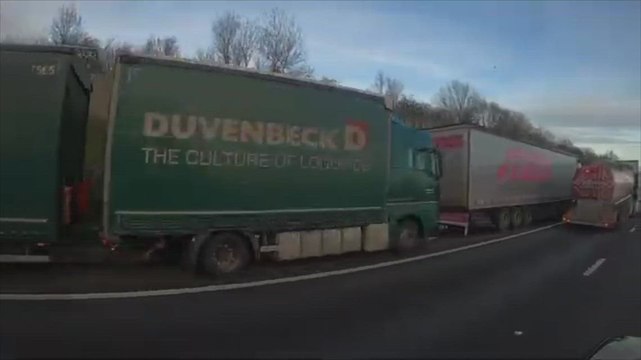 Lorries queue on the M20 pre-Brexit