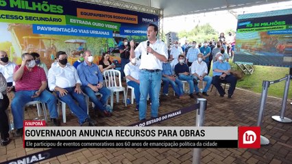 Nos 60 anos de Ivaiporã, governador confirma R$ 36,1 milhões ao município