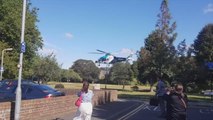 Air ambulance landing in Pencester Gardens in Dover