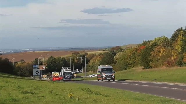 Wind turbine blades being transported on Sheppey