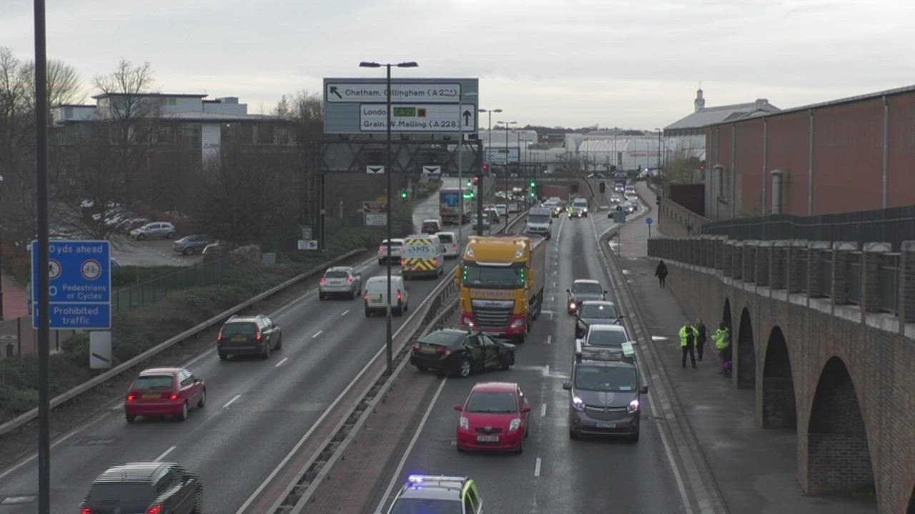 Crash near Medway tunnel causes long delays