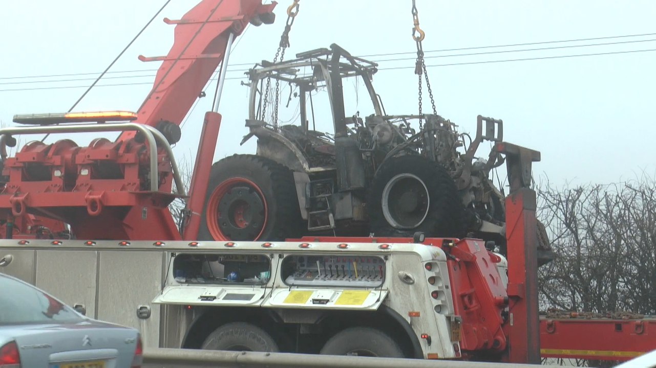 Burning tractor causes long delays on A249 near Sittingbourne