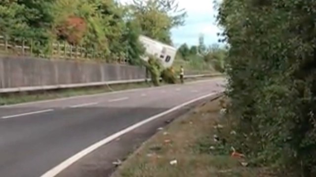 Coach overturns on the M25