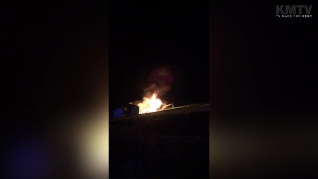 Beach hut goes up in flames