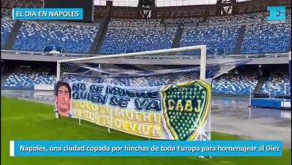 Napoles, una ciudad copada por hinchas de toda Europa para homenajear al Diez