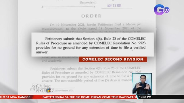 Mosyon ng mga petitioner laban sa extension na ibinigay sa kampo ni Marcos, ibinasura ng COMELEC 2nd division | SONA