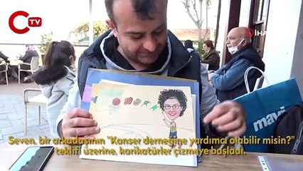 Karikatürlerini kanser hastaları için çiziyor