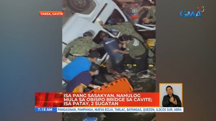 Isa pang sasakyan, naghulog mula sa Obispo Bridge sa Cavite; isa patay, 2 sugatan | UB