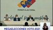 CNE emite Primer Boletín Oficial de las Megaelecciones 2021 con el 90,21% de actas escrutadas