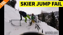 'Skier slips while hopping over a barrier and face plants into snow'