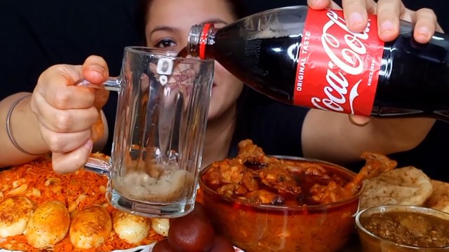 AsmrEating Extra Spicy 1Kg Chicken Curry, Schezwan Fried Rice, Fried Egg, Chole Bhature Asmr Mukbang Foodie JD