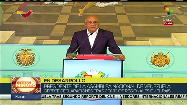 Jorge Rodríguez ofrece declaraciones tras comicios regionales de Venezuela