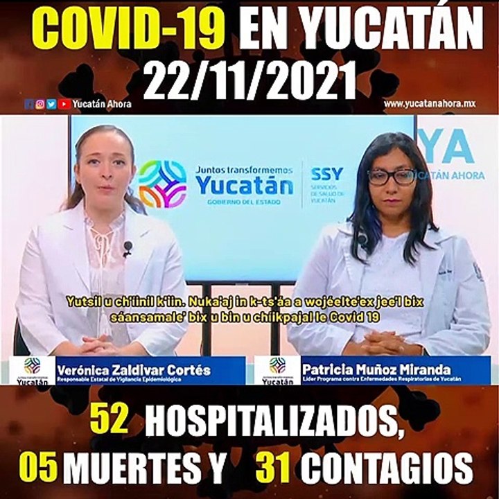 Panorama de Covid-19 en Yucatán. Actualización al 22 de Noviembre de 2021