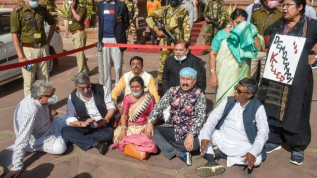 TMC MPs stage protest in Delhi over Tripura 'violence'