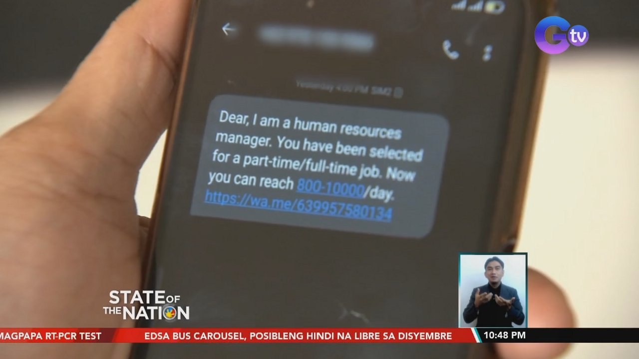 Scam text message na nag-aalok ng trabaho, pakana ng isang Global Crime Syndicate, ayon sa NPC | SONA