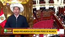 Bancada de Avanza País anuncia que respaldará pedido de vacancia contra presidente Castillo