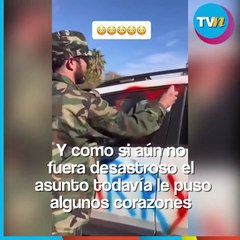 Soldado pide matrimonio a su pareja rayándole el carro; ella lo rechaza