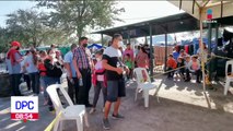 Migrantes son vacunados en Reynosa, Tamaulipas