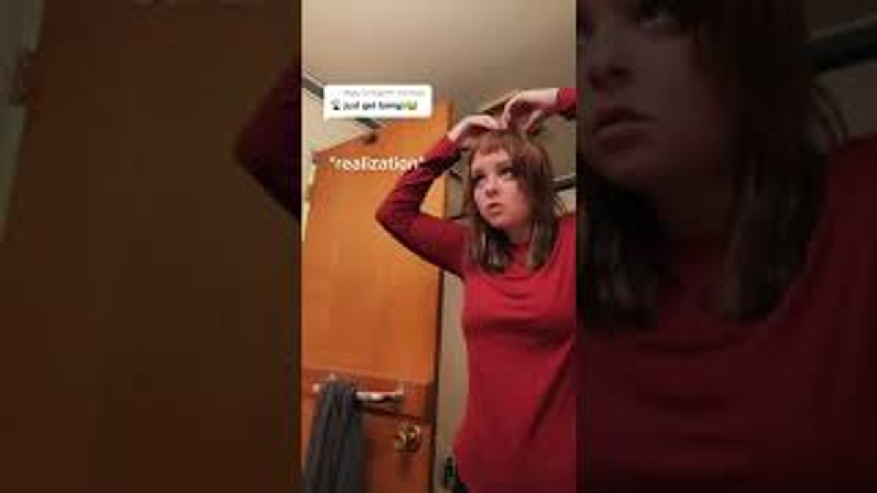 Girl Cutting Fake Bangs Realizes She is Also Cutting Her Hair