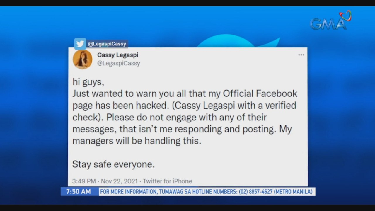 Cassy Legaspi, nagbabala sa kanyang follwers na na-hack ang kanyang official FB page | UB