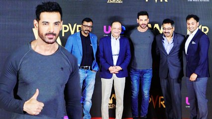 Descargar video: Actor John Abraham Press Conference At PVR Juhu For Ufo Wolf Airmask