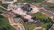 Power plant chimneys demolished in Australia