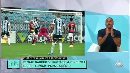 DEU BRIGA NO DEBATE DE HOJE! Renata Fan ficou indignada com a postura do Renato Gaúcho na partida contra o Grêmio. Ronaldo Giovaneli, Héverton Guimarães, Chico Garcia, Sgarbi e Denílson Show tretaram ao vivo! Se liga! #JogoAberto