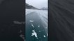 Wind Pushes Ice Fisherman Across Frozen Lake