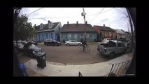 Bicyclist Slams Into Truck and Walks Away