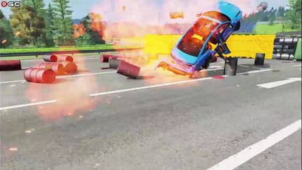 Cars VS Explosive BARREL - BeamNG Drive