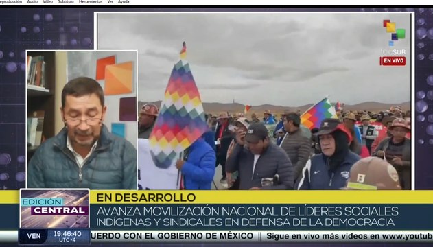 Avanza la movilización de líderes sociales, indígenas y sindicales en defensa de la democracia en Bolivia