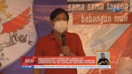 Dalawa pang petisyon laban kay presidential aspirant Bongbong Marcos, diringgin din ng Comelec 2nd Division | UB