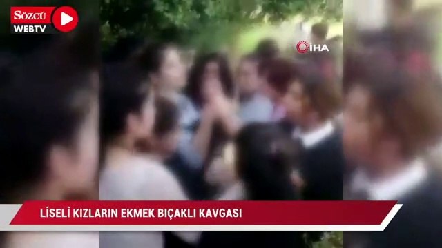 Liseli kızların ekmek bıçaklı kavgası kamerada