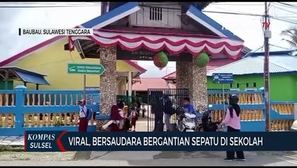 Viral, Bersaudara Bergantian Sepatu Di Sekolah
