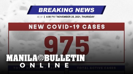 DOH reports 975 new cases, bringing the national total to 2,829,618, as of NOVEMBER 25, 2021