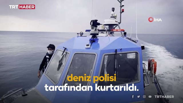Falezlerde mahsur kalan köpeği deniz polisi kurtardı