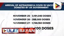Higit 3.1-M doses ng Astrazeneca vaccine na donasyon ng UK Gov't, dumating na sa bansa