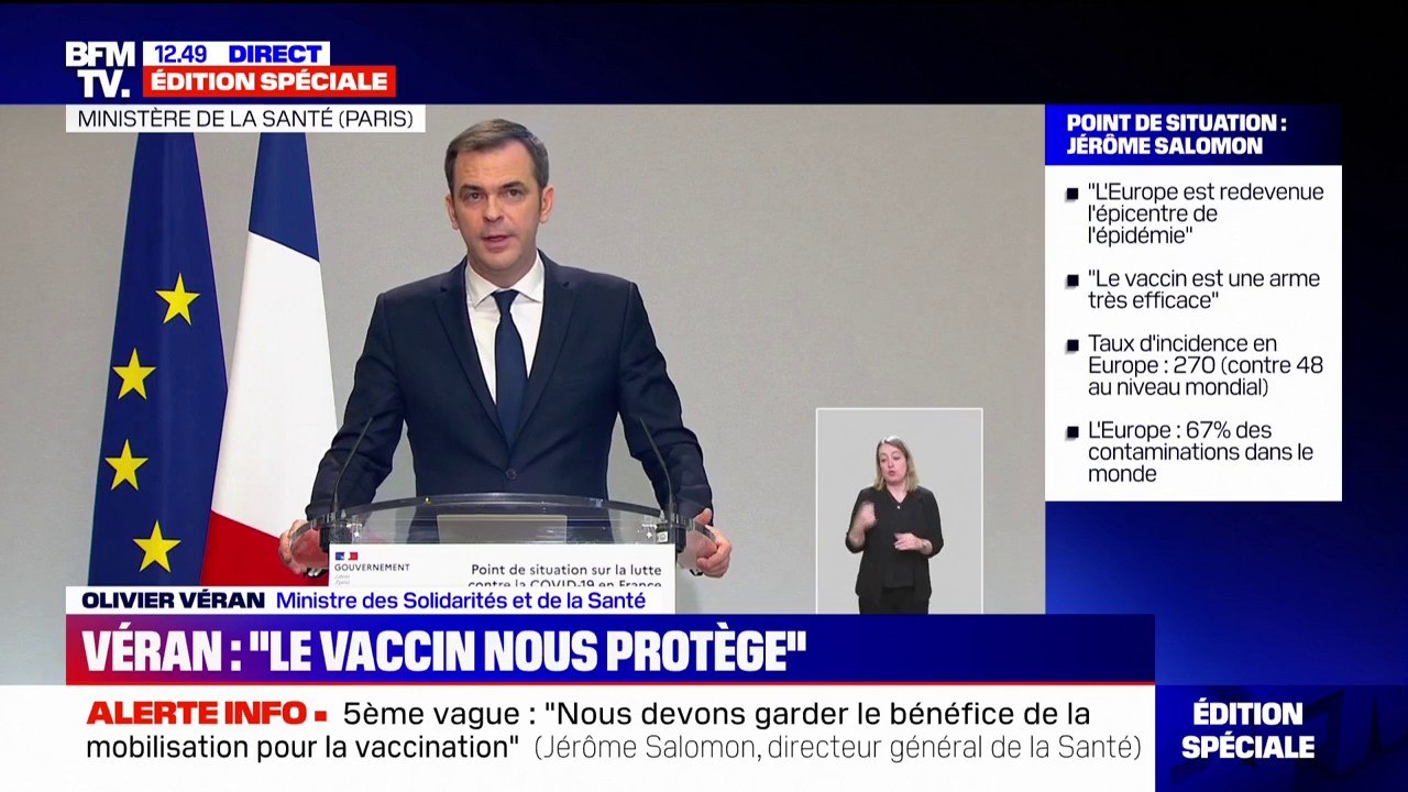 Olivier Véran annonce l'ouverture d'une 3e dose pour les plus de 18 ans et dès 5 mois après la dernière injection