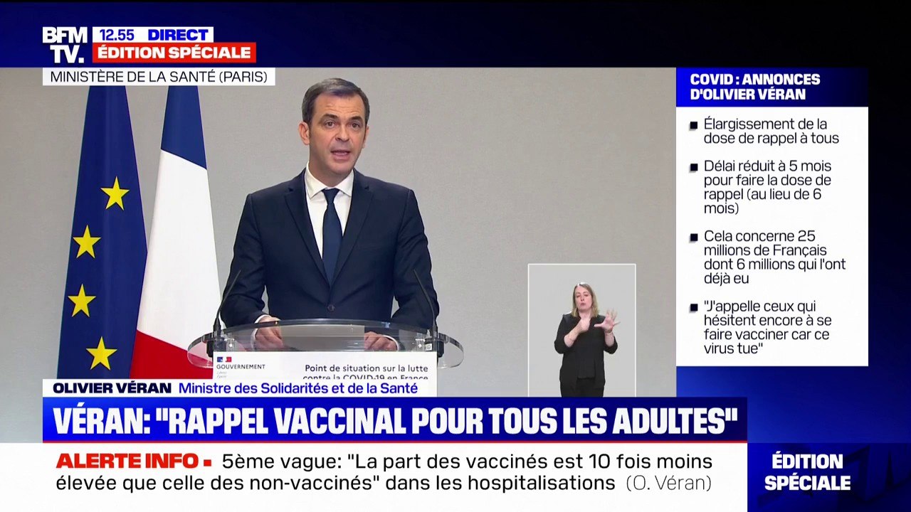 Olivier Véran annonce que le pass sanitaire ne sera plus valide 7 mois après la dernière injection