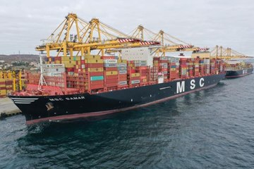 Dev konteyner gemisi "MSC Samar" Tekirdağ'a geldi
