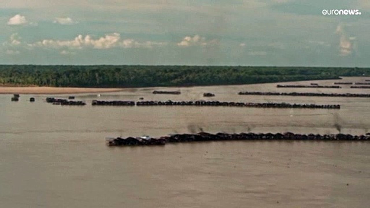 Cientos de barcas invaden un afluente del río Amazonas en busca de oro