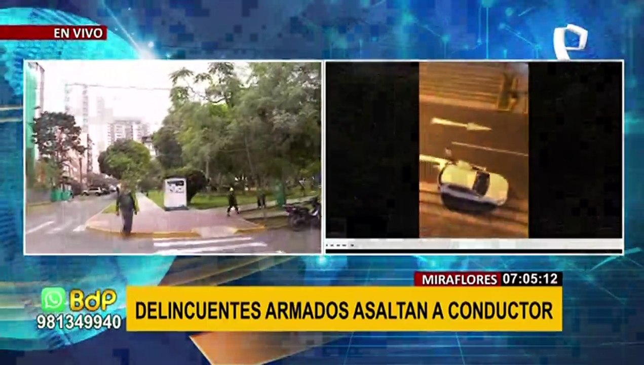 Delincuentes armados asaltan y disparan a conductor en Miraflores