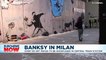 Banksy street art reproduced inside Milan's central train station
