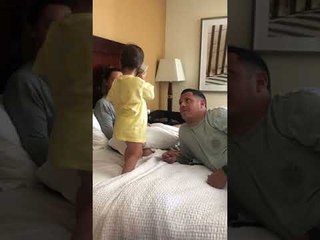 Surprised Toddler Throws Phone into Dad's Face