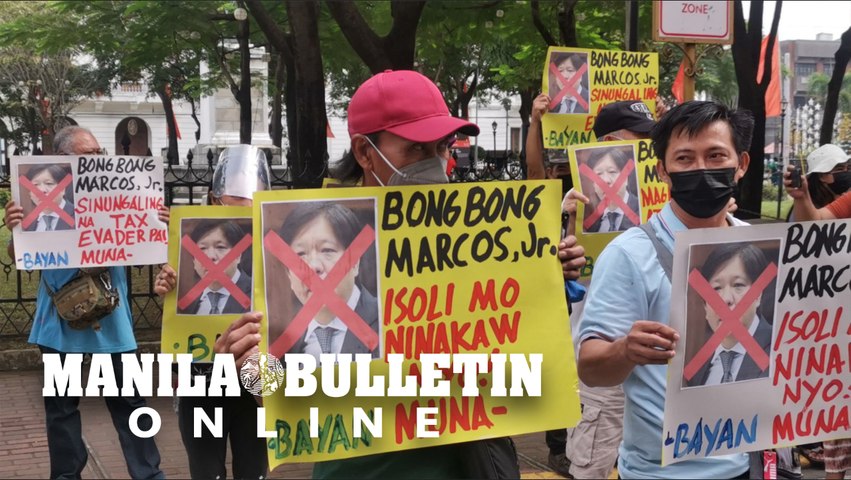 Militant group stage protest urging COMELEC to disqualify Bongbong Marcos