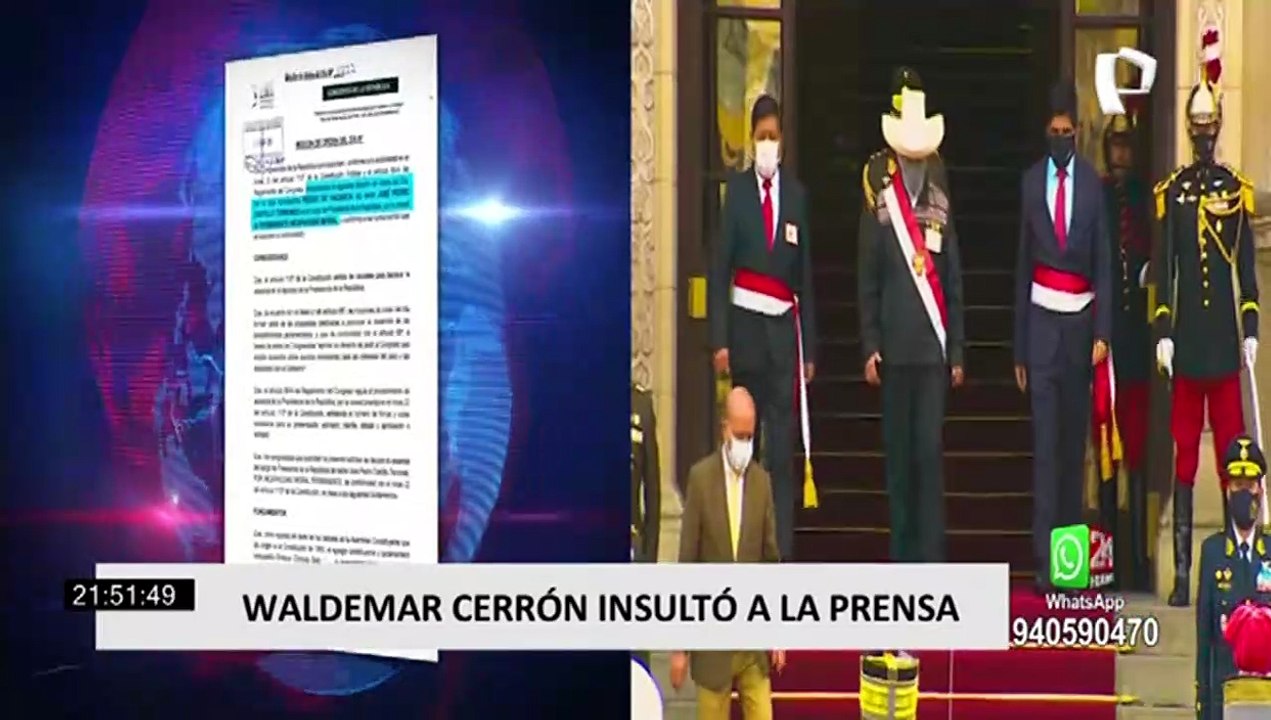 Oposición presenta moción de vacancia contra presidencia de Pedro Castillo