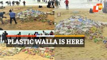Visual Artist’s Unique Plastic Awareness Drive At Puri Sea Beach
