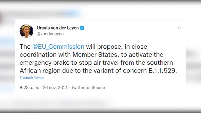 La UE estudia prohibir los vuelos con Sudáfrica por una nueva variante de COVID-19