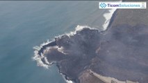 La Palma island grows as lava from longest volcanic eruption creates new land